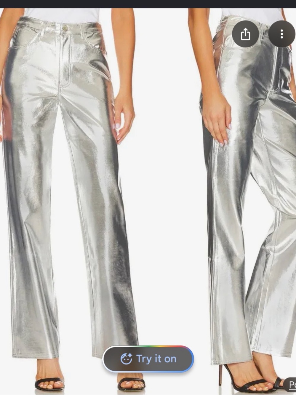 WeWoreWhat Silver High-Rise Wide-Leg Pants